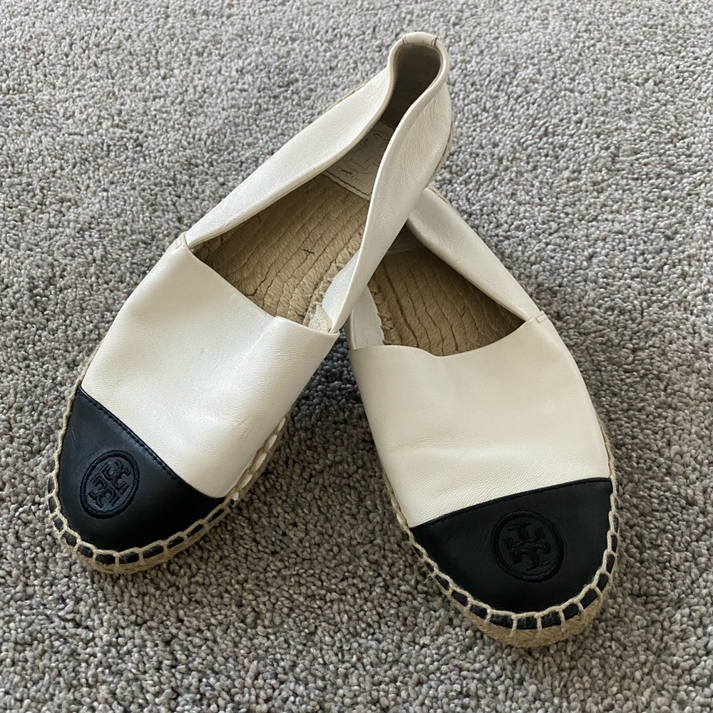 Black and white, Tory Burch espadrilles, size 7.5